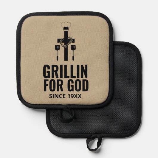 Grillen voor God Pot Holder Pannenlap (Voorkant / Achterkant)