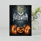 Grillende Halloween-feest Folie Uitnodiging (Staand Voorkant)