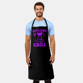Grillers Gaan Worst Barbecue Paars Schort (Gedragen)