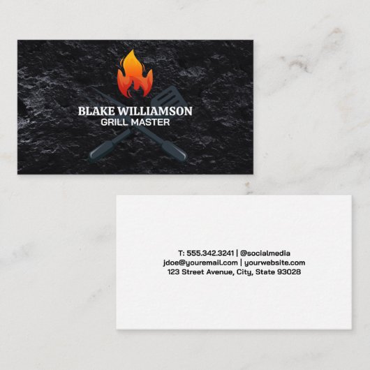 Grillgereedschap | Vuur | Restaurant Visitekaartje (Voorkant / Achterkant)