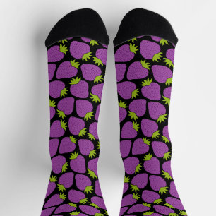 Grillig aardbei patroon Halloween paars Sokken