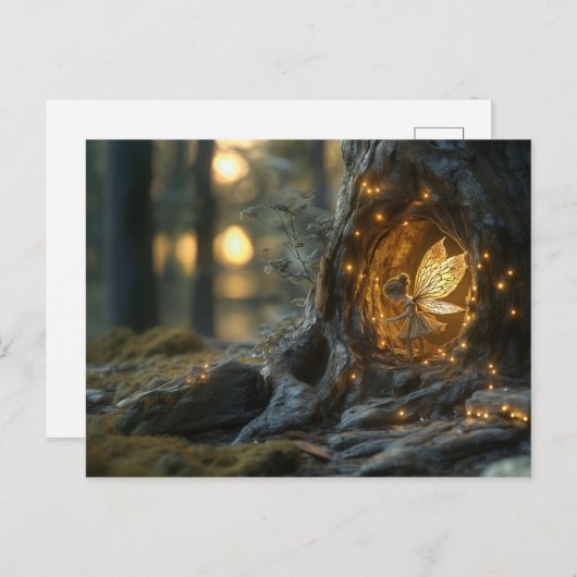 grillig afbeelding van een fee in de holte van een briefkaart (Voorkant / Achterkant)