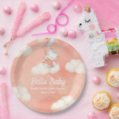 grillig Baby shower, baby meisje, kitten Papieren Bordje (Feest)