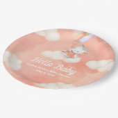 grillig Baby shower, baby meisje, kitten Papieren Bordje (Gekanteld)