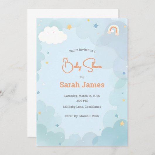 grillig Baby shower Kaart (Voorkant / Achterkant)