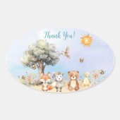 grillig Baby shower voor wilde dieren Ovale Sticker (Voorkant)