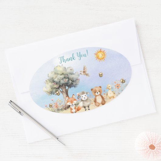 grillig Baby shower voor wilde dieren Ovale Sticker (Envelop)