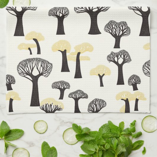grillig baobab-boompatroon theedoek (Gevouwen)