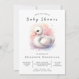 grillig bedrukbaar zwaan Baby shower Kaart
