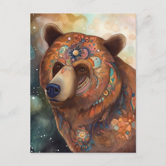 grillig Beer kleurrijk Briefkaart (Voorkant)