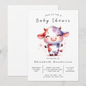 grillig betoverd Koe Baby shower Kaart (Voorkant / Achterkant)