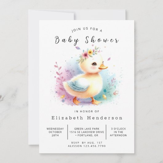 grillig bewerkbaar eendenBaby shower Kaart (Voorkant)