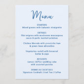 Grillig Blauw Hart Trouwfeest Menu (Voorkant)
