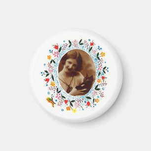 grillig bloemenkat Lijst foto Magneet