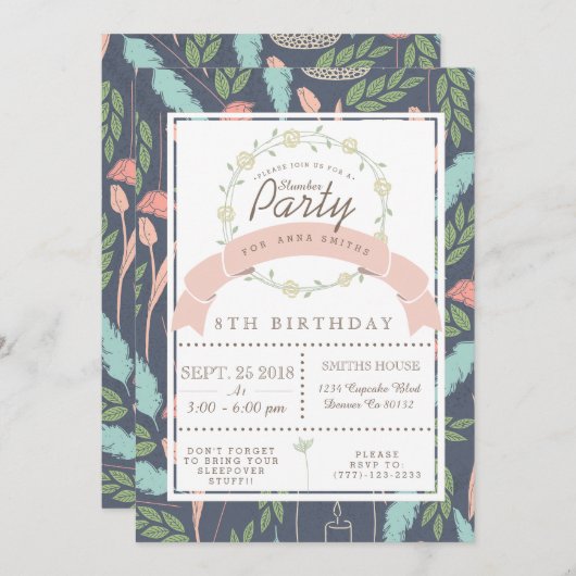 grillig bloemensluimberfeest uitnodigen kaart (Voorkant / Achterkant)