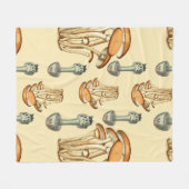 grillig bloemig paddenstoelenpatroon fleece deken (Voorkant (Horizontaal))