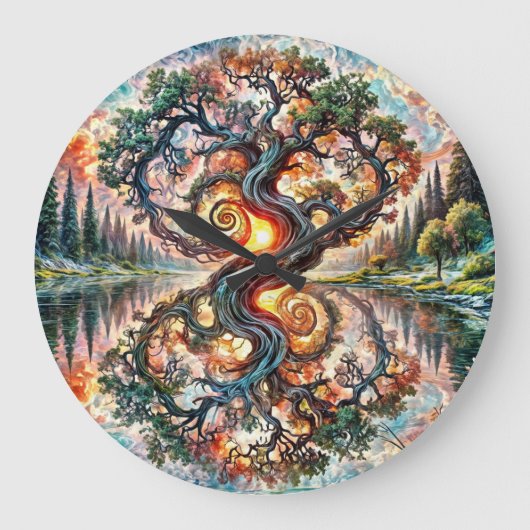 grillig boomuurwerk grote klok (Voorkant)