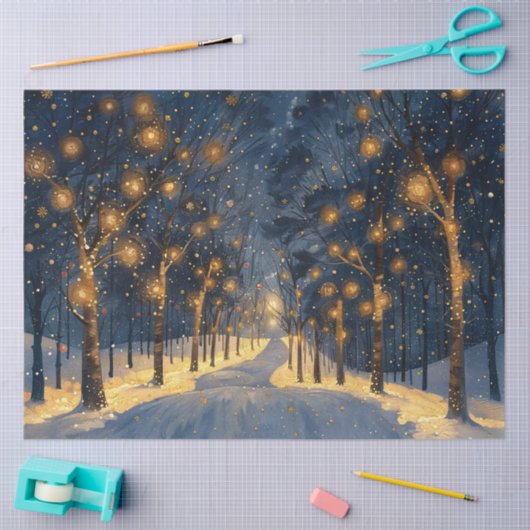 Grillig bos tijdens de winter decoupage tissuepapier (Craft)