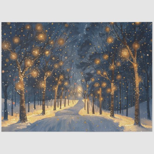 Grillig bos tijdens de winter decoupage tissuepapier (Voorkant)