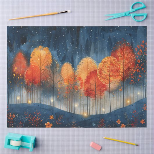 Grillig bos tijdens Herfst decoupage Tissuepapier (Craft)