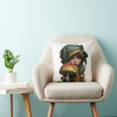 Grillig Bosmeisje met Paddenstoel Fantasy Kunst Kussen (Stoel)