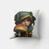 Grillig Bosmeisje met Paddenstoel Fantasy Kunst Kussen (Achterkant)