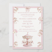 grillig carrousel roze Baby shower Kaart (Voorkant)