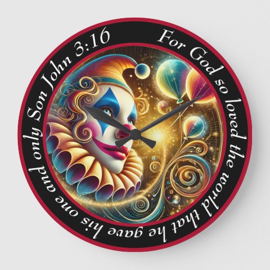 grillig clowngezicht grote klok (Voorkant)