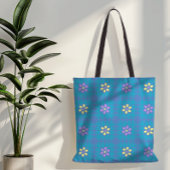 grillig daisy patroon zomer vrouwelijk winkelen tote bag