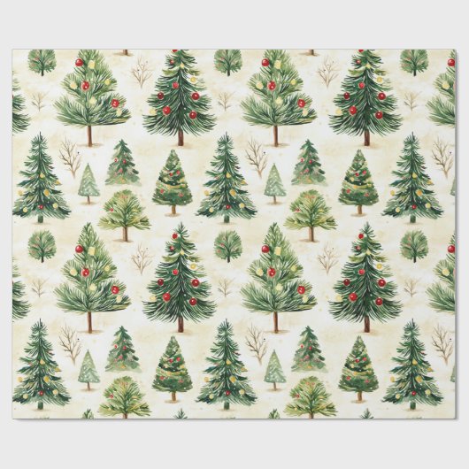 grillig dennenboompatroon cadeaupapier (Vlak)