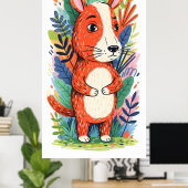 grillig dier omgeven door weelderig gebladerte poster (Thuiskantoor)