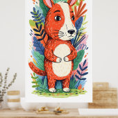 grillig dier omgeven door weelderig gebladerte poster (Keuken)