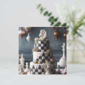 GRILLIG & ELEGANT SCHAAKTHEMA VERJAARDAGSTAART KAART (Staand voorkant)