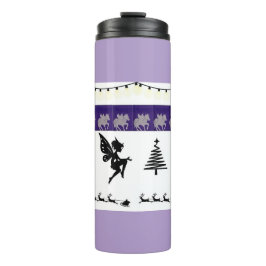 grillig, fee, kerstman, strijklichten, sneeuw thermosbeker