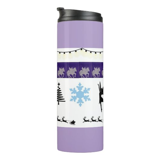 grillig, fee, kerstman, strijklichten, sneeuw thermosbeker (Geroteerd rechts)