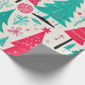 grillig feestelijk kerstboompatroon cadeaupapier (Hoek)