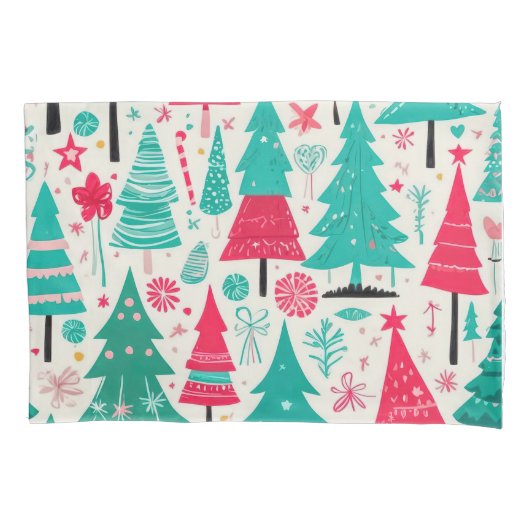 grillig feestelijk kerstboompatroon kussensloop (Voorkant)