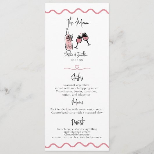 grillig geïllustreerd | retro bruiloft menu (Voorkant)