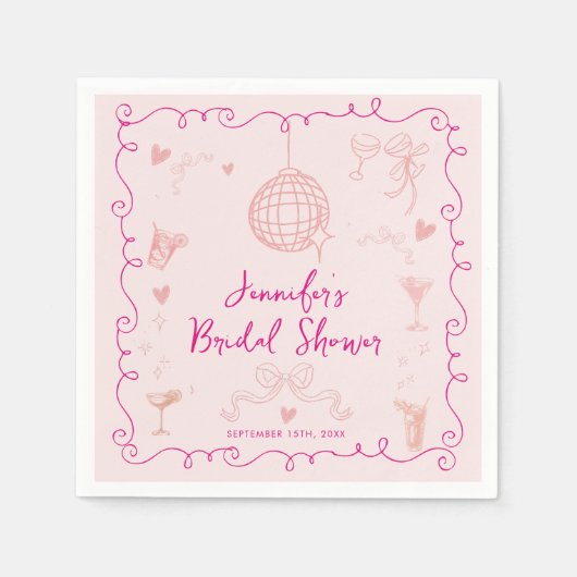 grillig geïllustreerd Vrijgezellenfeest Servet (Voorkant)