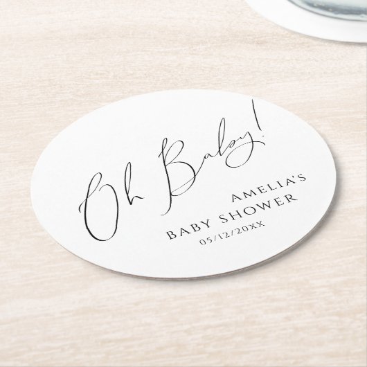 grillig genderneutraal oh Baby Ronde Kartonnen Onderzetter (Gebogen)