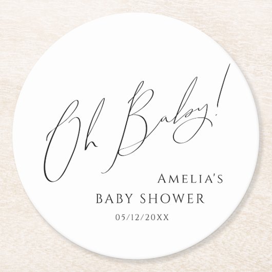 grillig genderneutraal oh Baby Ronde Kartonnen Onderzetter (Voorkant)