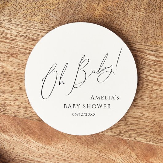 grillig genderneutraal oh Baby Ronde Kartonnen Onderzetter