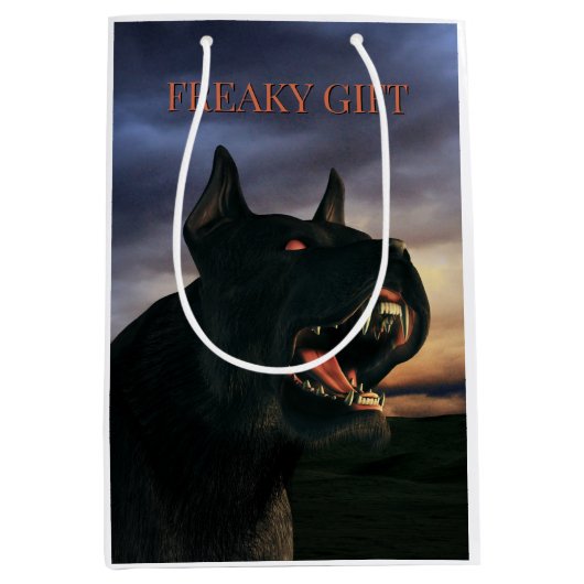 Grillig geschenk. Grote, zwarte hond Medium Cadeauzakje (Voorkant)