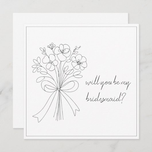 grillig getrokken boog & bloem bruidsmeisje voorst kaart (Voorkant / Achterkant)