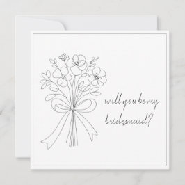 grillig getrokken boog & bloem bruidsmeisje voorst kaart