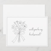 grillig getrokken boog & bloem bruidsmeisje voorst kaart (Voorkant / Achterkant)