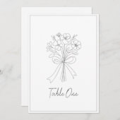 grillig getrokken boog & bloem bruiloft tafel numm kaart (Voorkant / Achterkant)