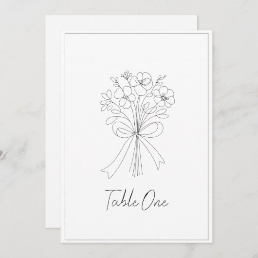 grillig getrokken boog & bloem bruiloft tafel numm kaart (Voorkant / Achterkant)