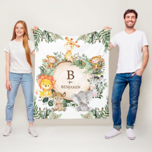 Grillig groen Wild Safari Dieren Kinderkamer Fleece Deken