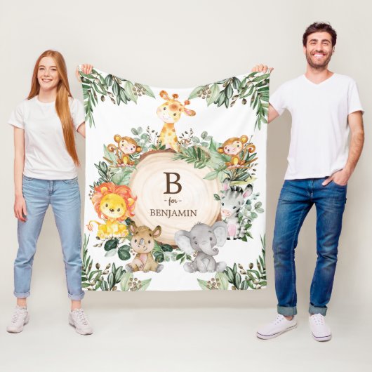 Grillig groen Wild Safari Dieren Kinderkamer Fleece Deken (In situ)